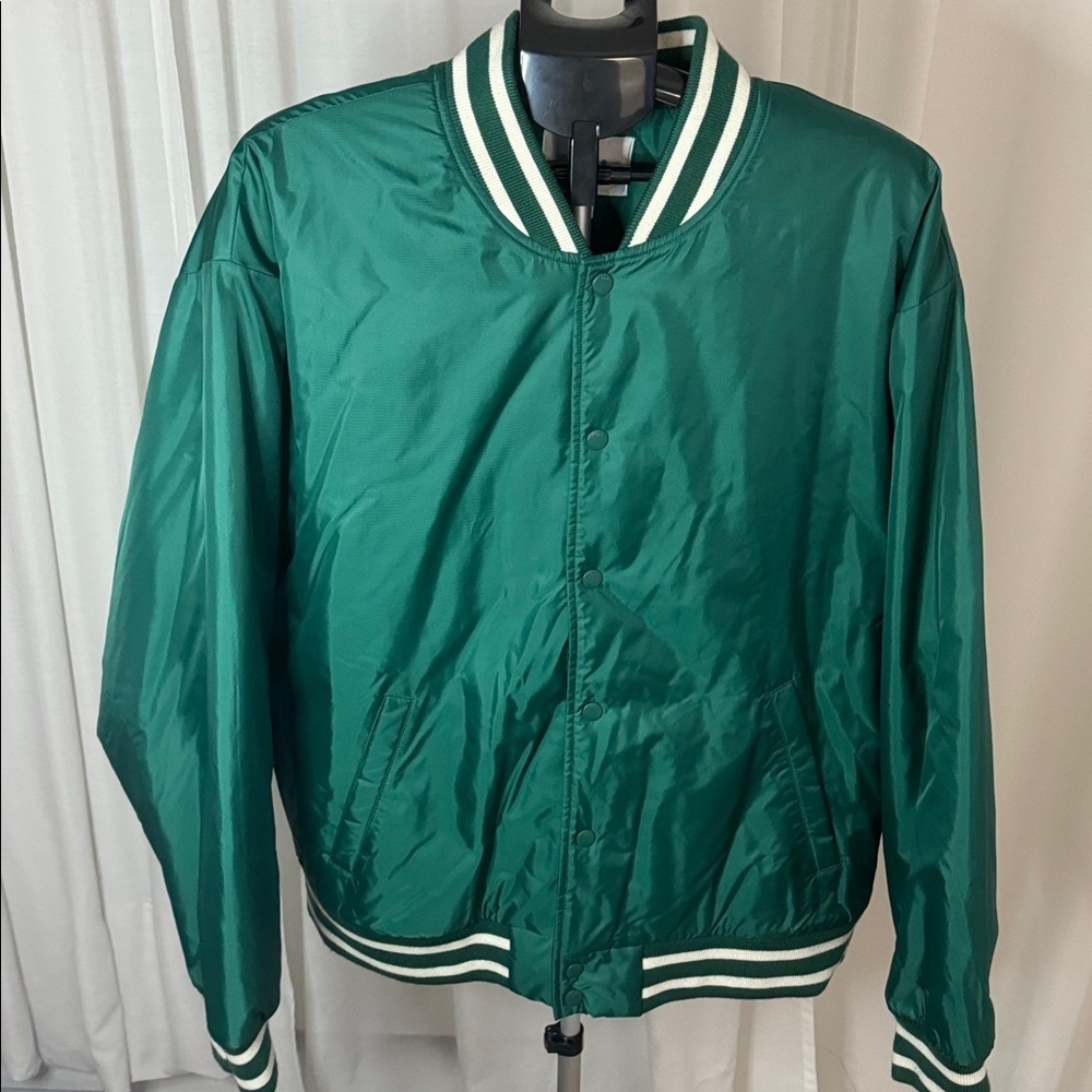NWT TNA Aritzia Green Varsity Bomber Jacket Size 2xl Oversize Streetwear - Picture 2 of 8